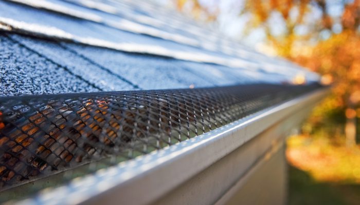 mesh gutter guards installation close up view